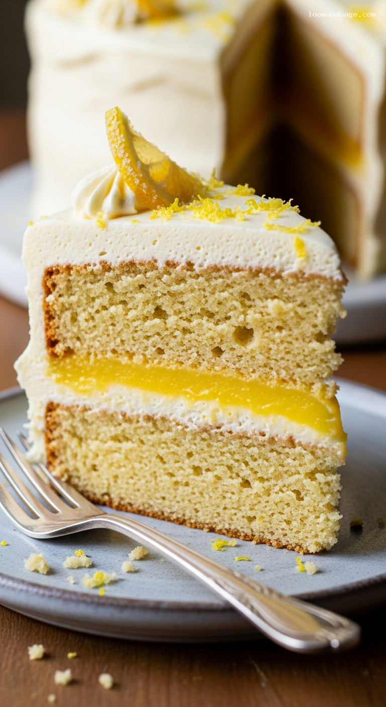 Lemon Layer Cake With Lemon Buttercream – Closeup