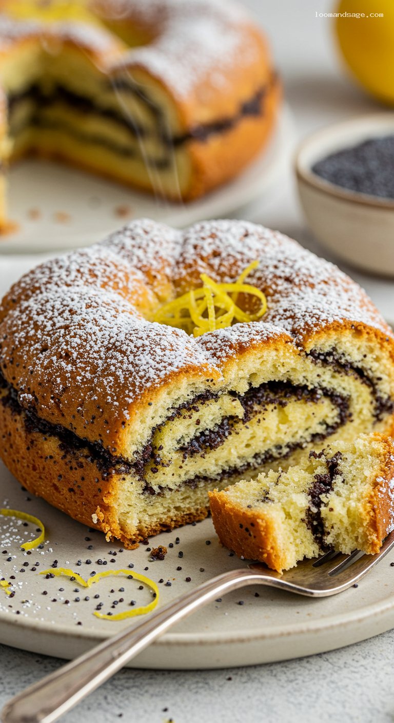 Mákos Guba: Baked Poppy Seed Bread Pudding – Closeup