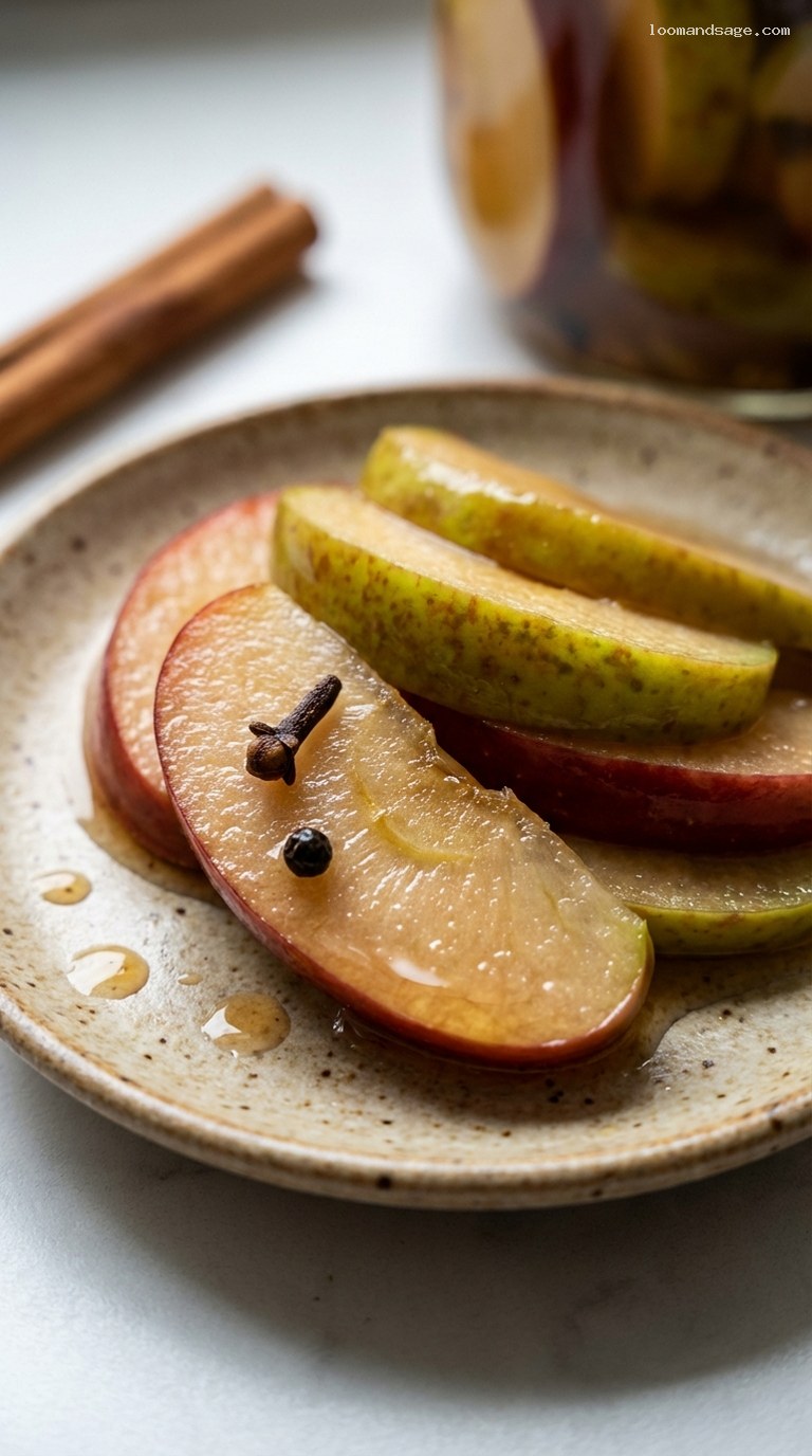 Maple-Spiced Pickled Apples With Cinnamon and Clove – Closeup
