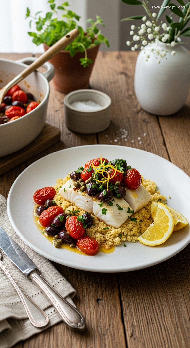 Mediterranean Baked Cod with Olives and Tomatoes