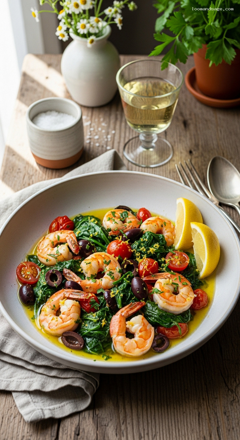 Mediterranean Shrimp and Spinach Sauté with Lemon and Herbs