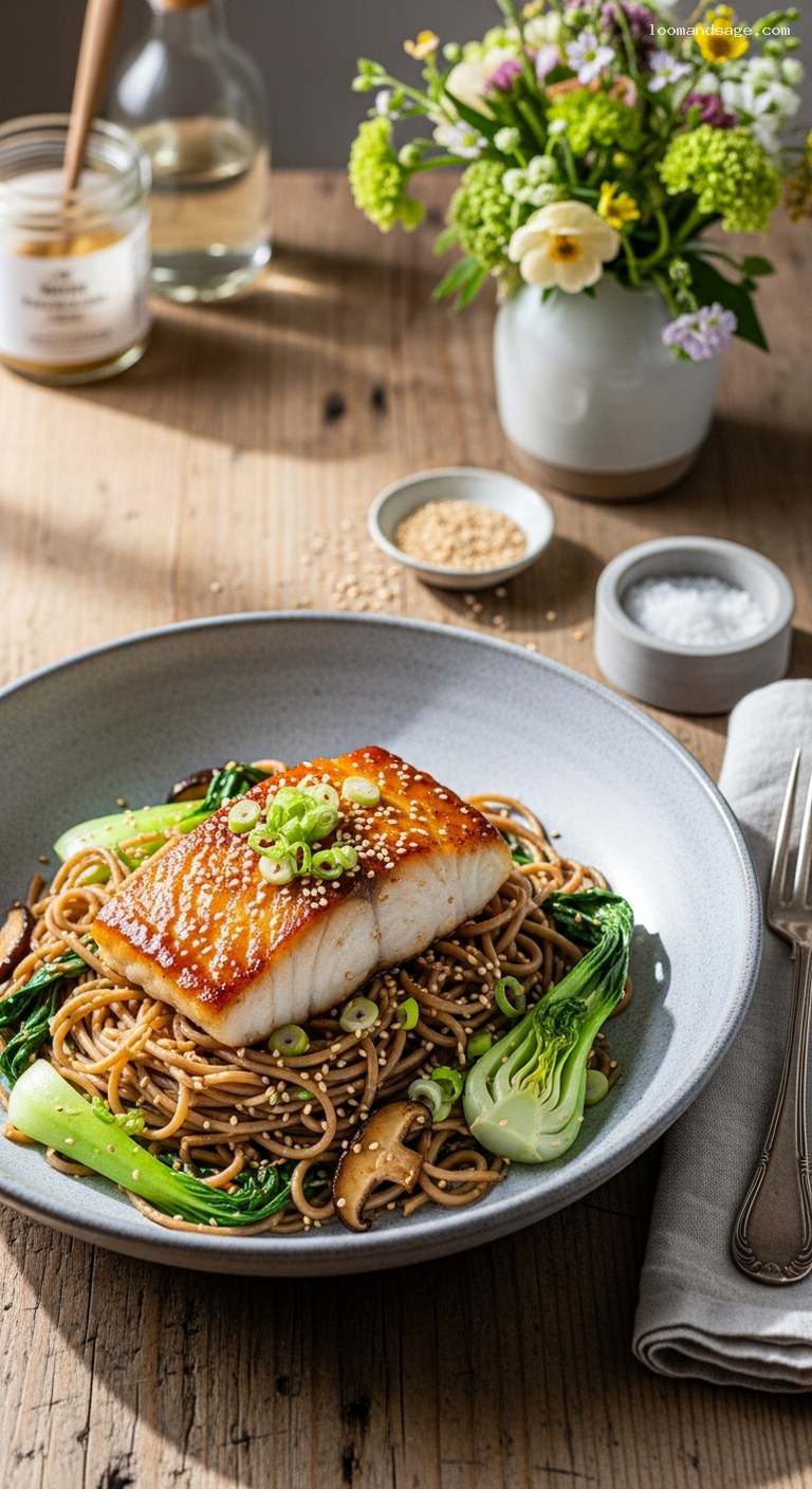 Miso-Glazed Cod with Warm Soba Salad