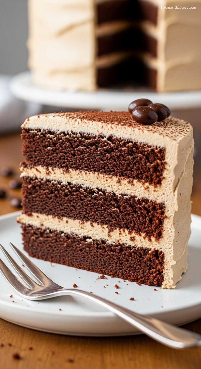Mocha Layer Cake with Coffee Buttercream Frosting – Closeup