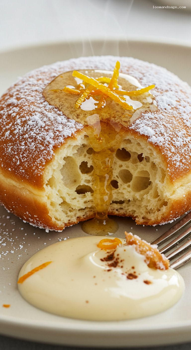 New Orleans Beignets with Orange-Zest Syrup – Closeup