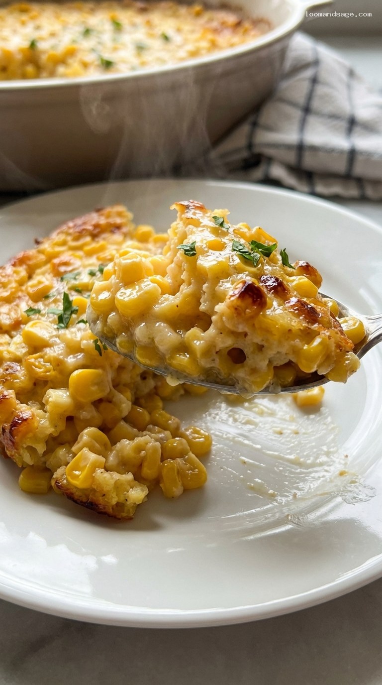 Old-Fashioned Amish Dried Corn Casserole – Closeup