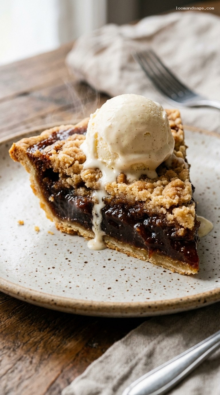 Old-Fashioned Molasses Shoofly Pie With Buttery – Closeup