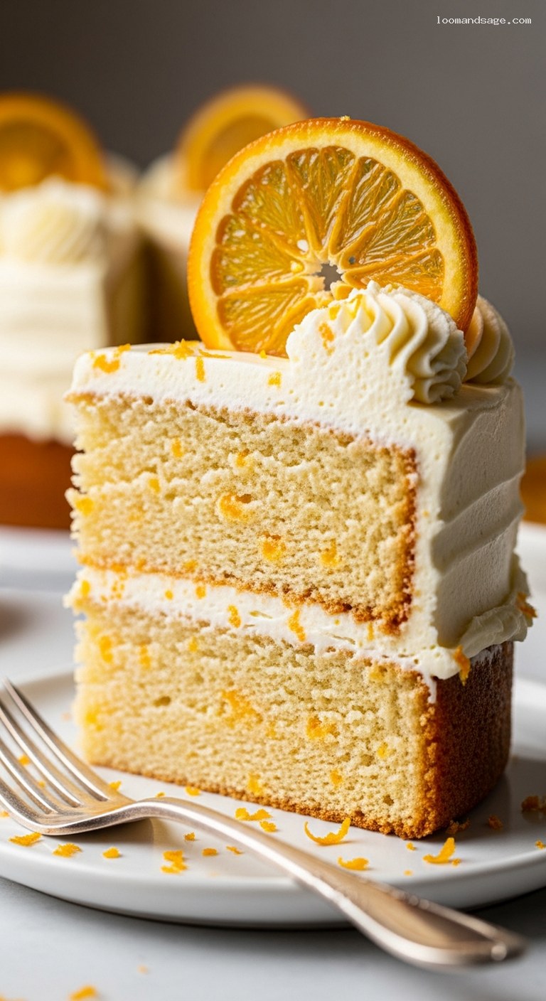 Orange Creamsicle Cake With Vanilla Buttercream Frosting – Closeup