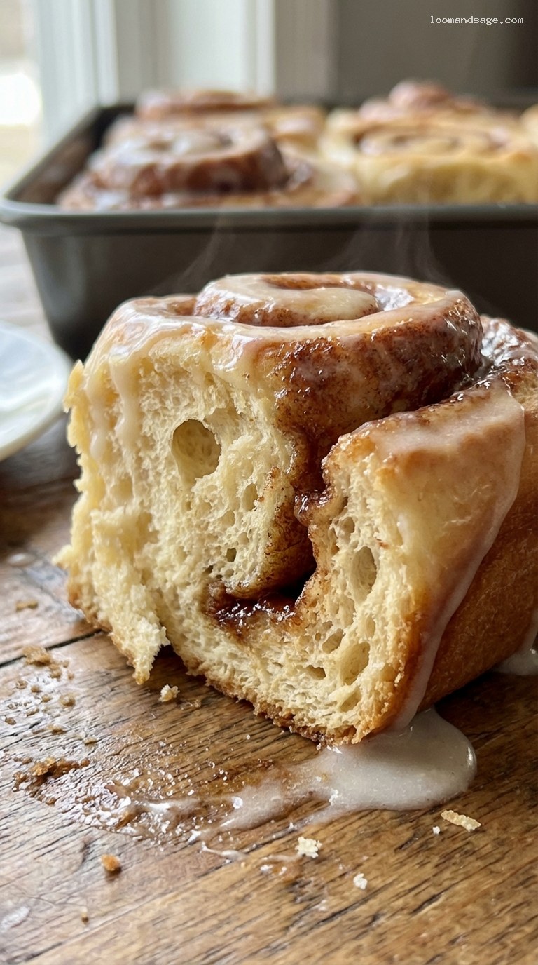 Oversized Amish Cinnamon Rolls with Brown Sugar Glaze – Closeup
