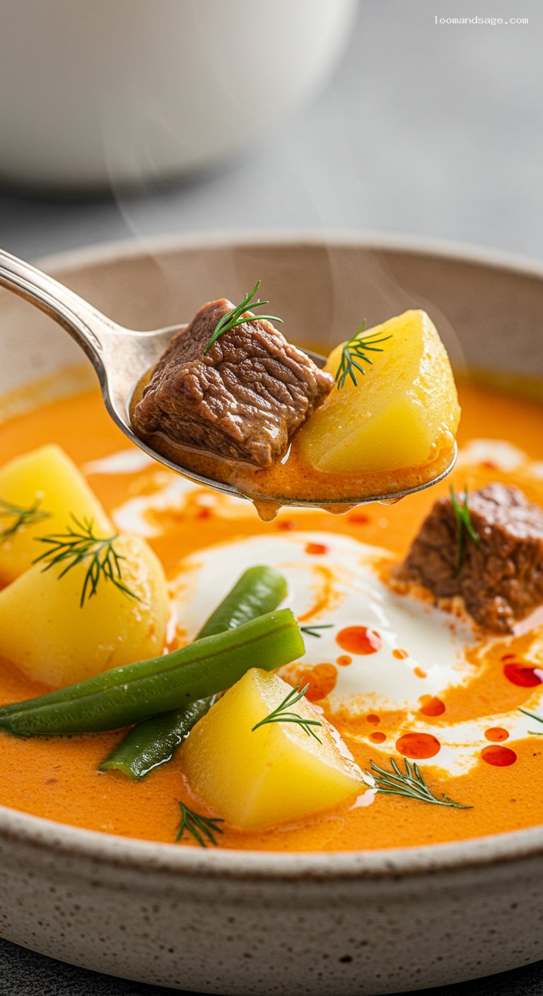 Palócleves: Light Dill-Scented Green Bean Soup – Closeup