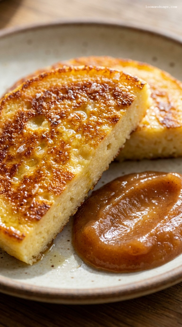 Pan-Fried Cornmeal Mush with Spiced Apple Butter – Closeup