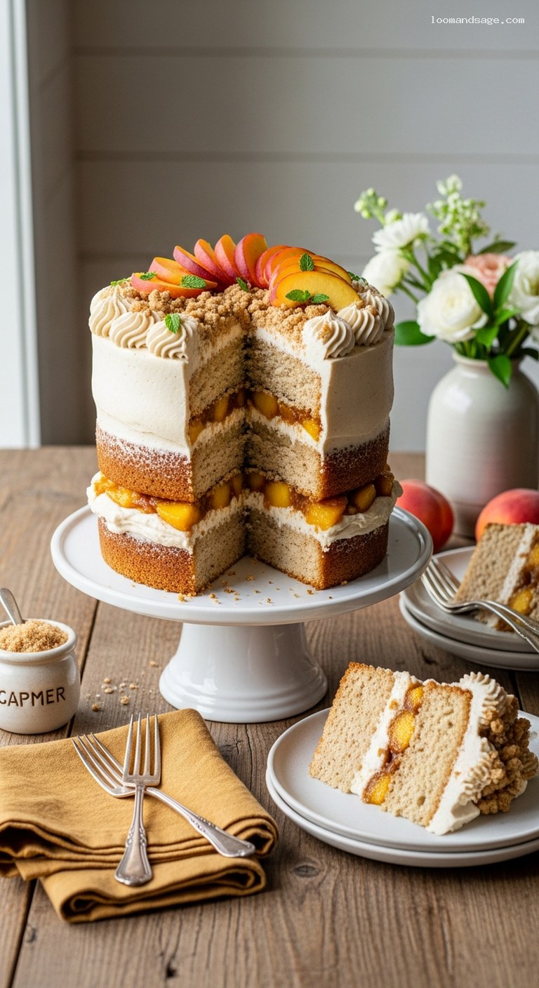 Peach Cobbler Layer Cake with Brown Sugar Buttercream