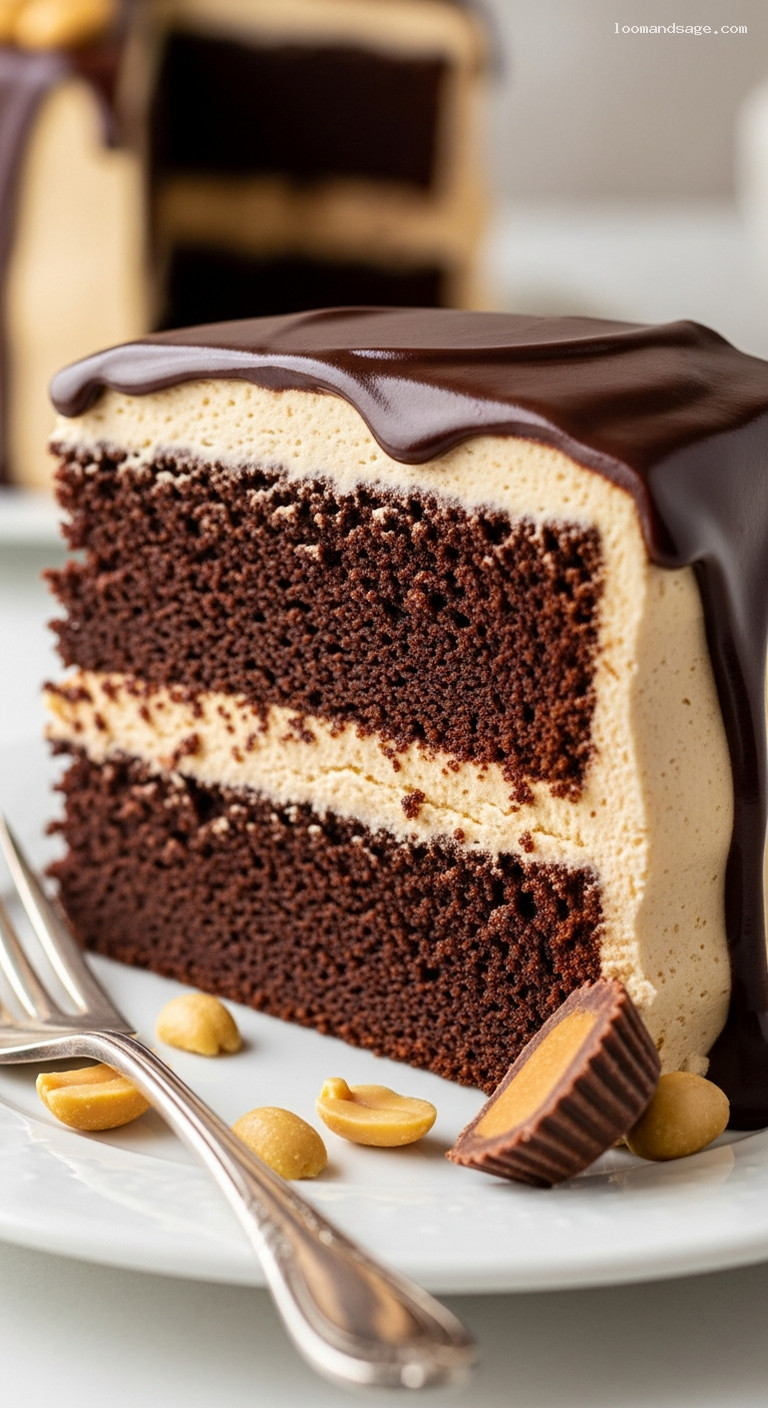 Peanut Butter Chocolate Cake – Closeup