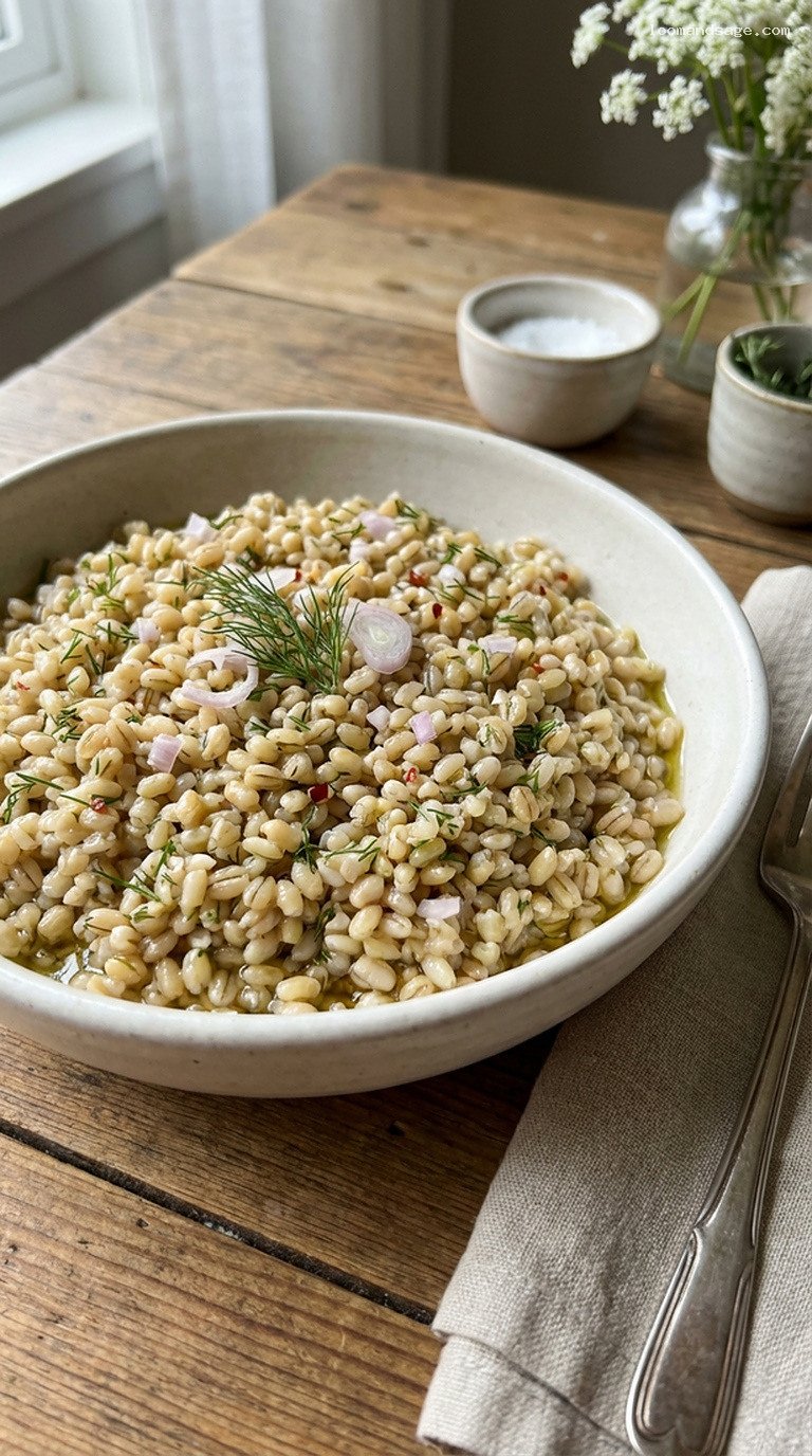 Pickled Pearl Barley with Dill and Shallots
