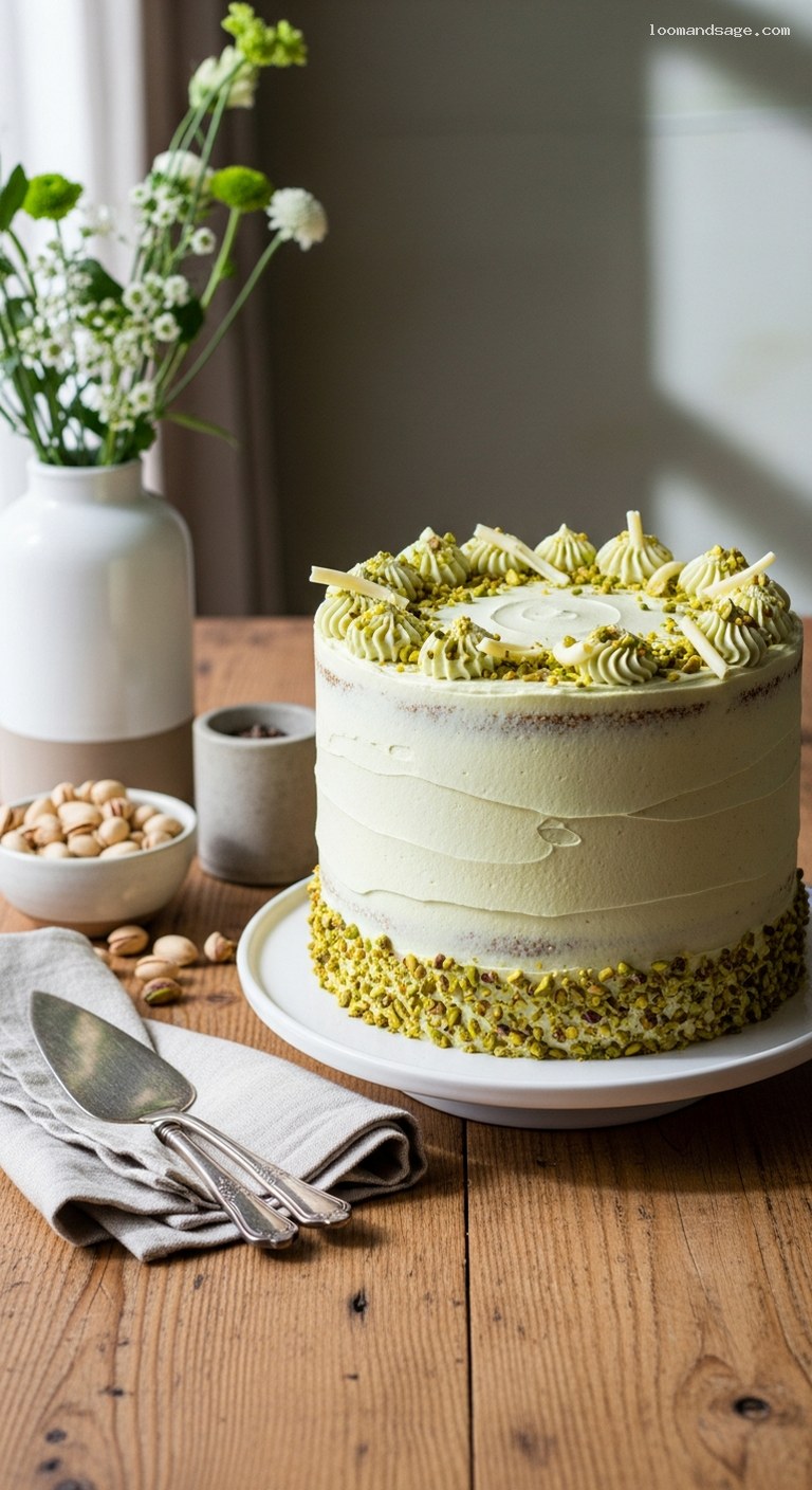 Pistachio Layer Cake With Pistachio Buttercream Frosting