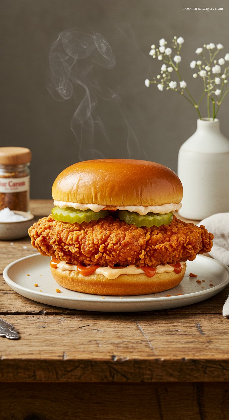 Popeyes-Style Spicy Chicken Sandwich with Pickles