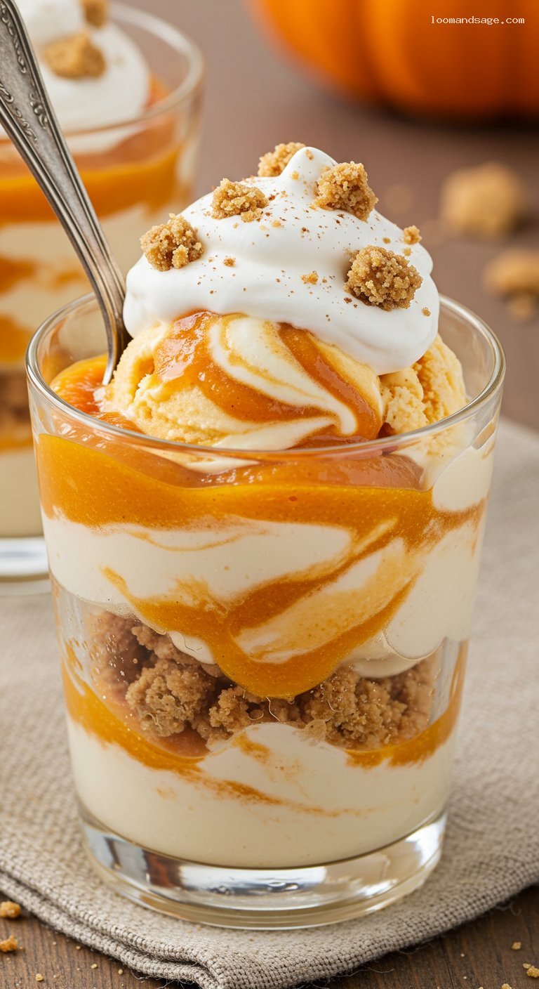 Pumpkin Pie Blizzard Copycat with Graham Crust Bits – Closeup