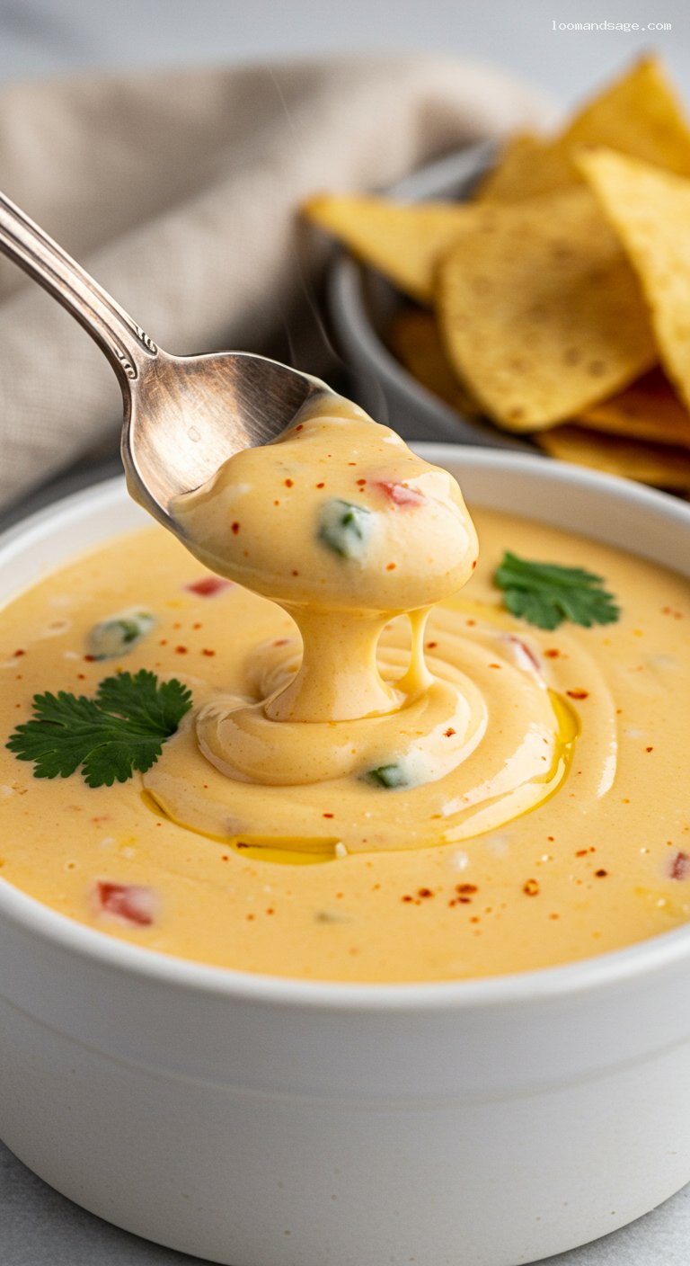 Qdoba-Style Three-Cheese Queso Dip – Closeup