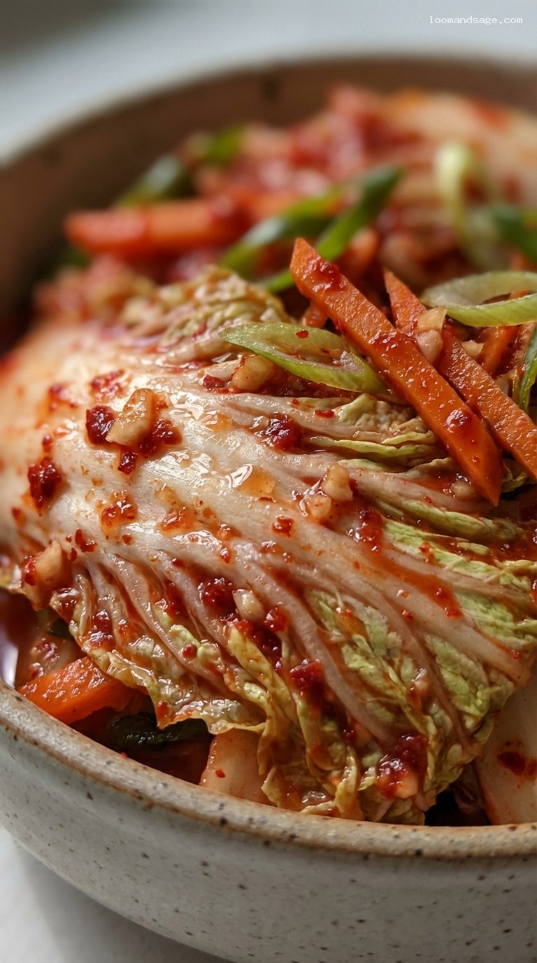 Quick Homestyle Kimchi With Napa Cabbage and Radish – Closeup
