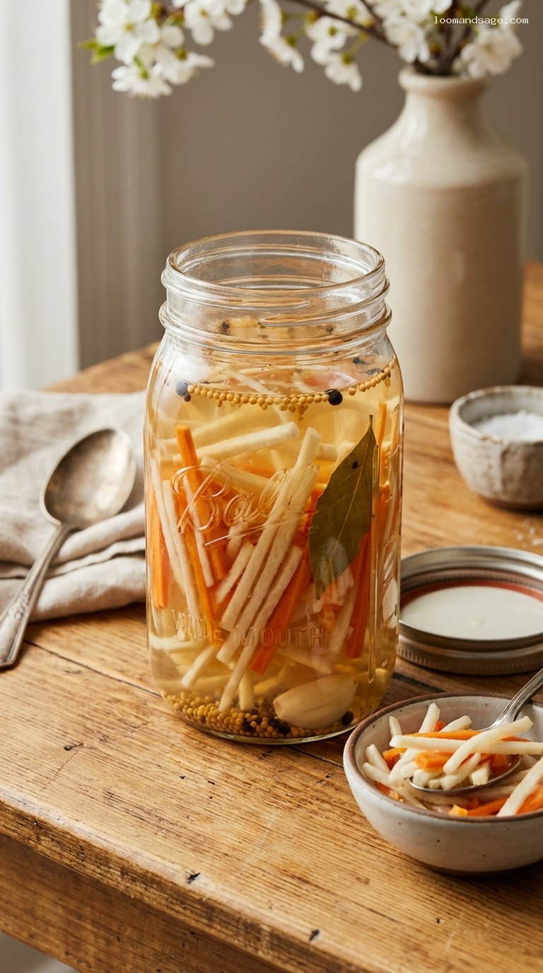 Quick Pickled Horseradish Root With Mustard Seeds