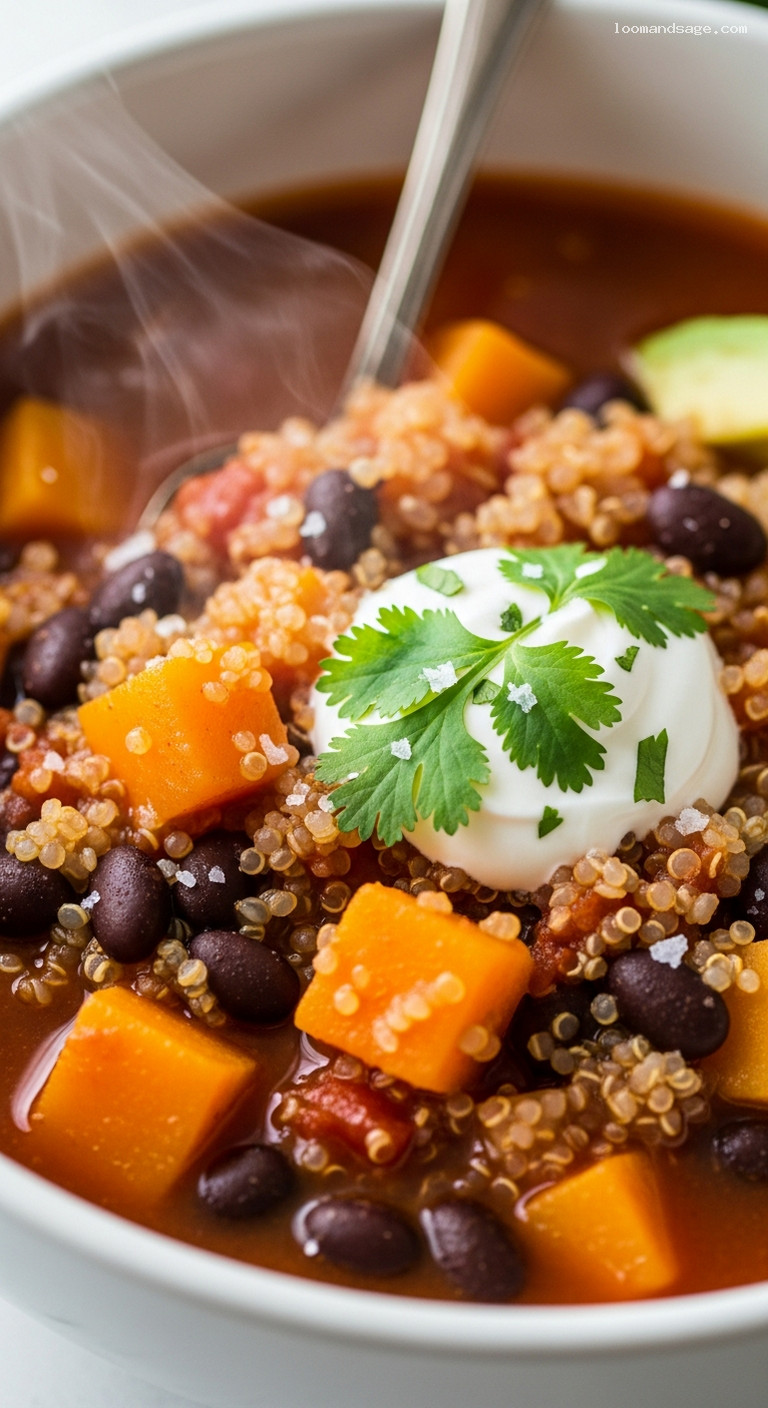 Quinoa Chili With Squash – Closeup