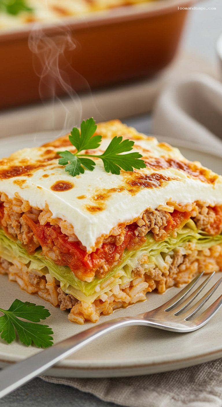 Rakott Kelkáposzta: Hungarian Savoy Cabbage Casserole – Closeup