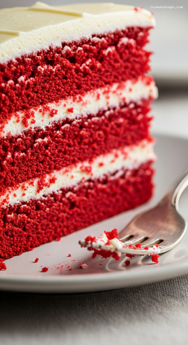 Red Velvet Cake With Cream Cheese Frosting – Closeup