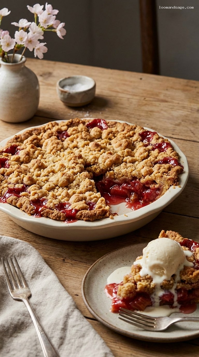 Rhubarb Crumb Pie with Buttery Crunch Topping
