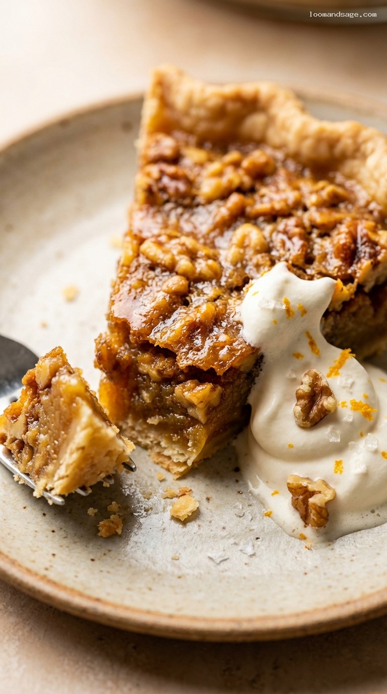 Rich Maple Walnut Custard Pie – Closeup