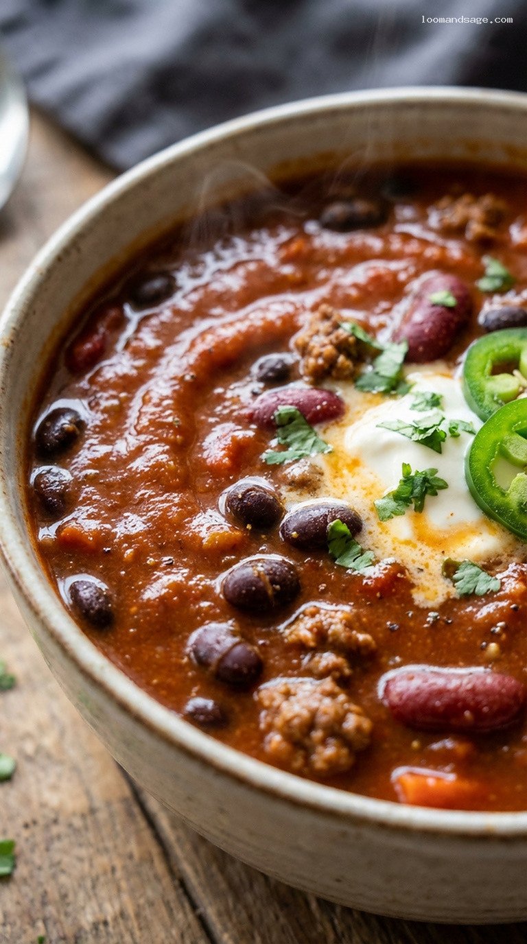 Roasted Carrot Cumin Chili with Beans – Closeup