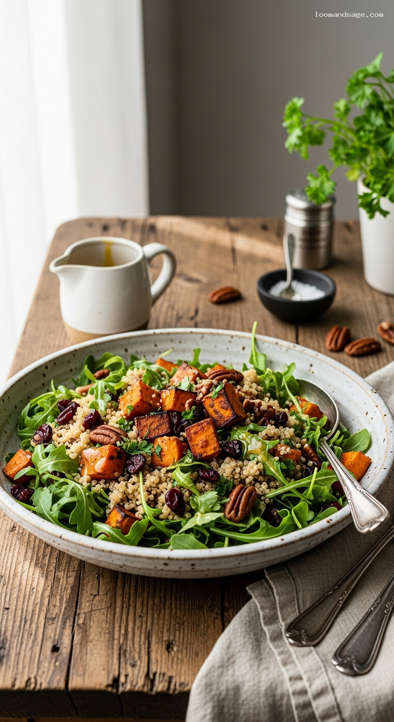 Roasted Sweet Potato Quinoa Salad with Honey-Dijon Dressing