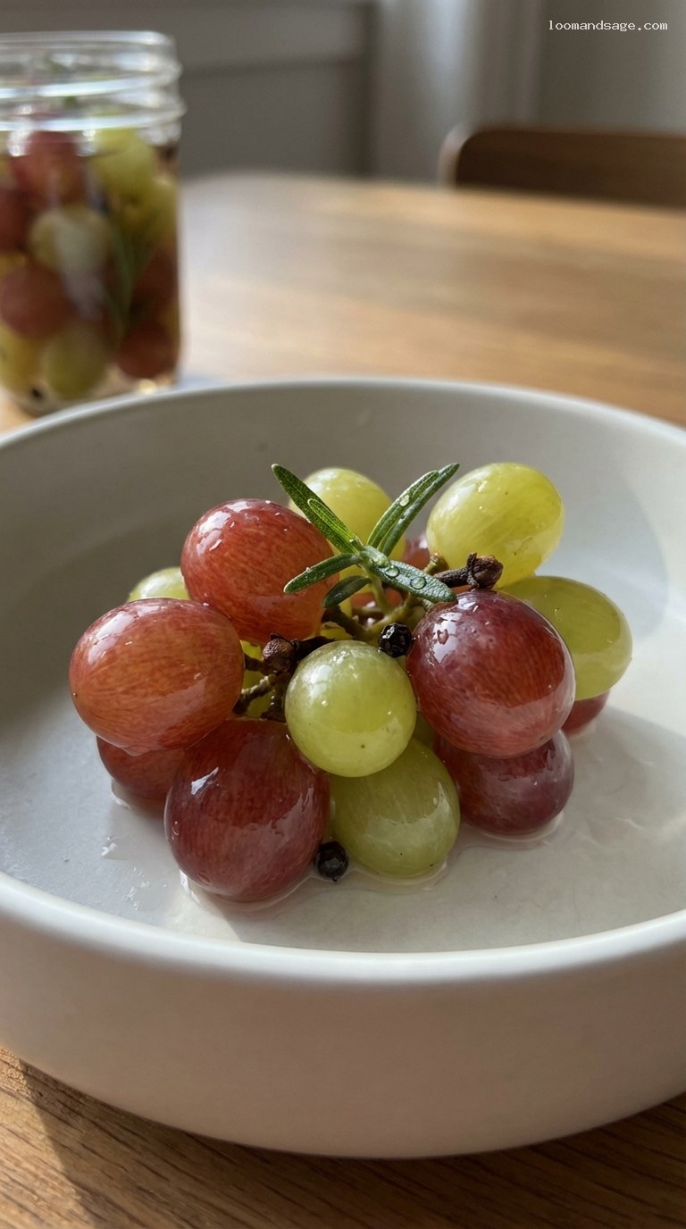 Rosemary and Clove Pickled Grapes – Closeup