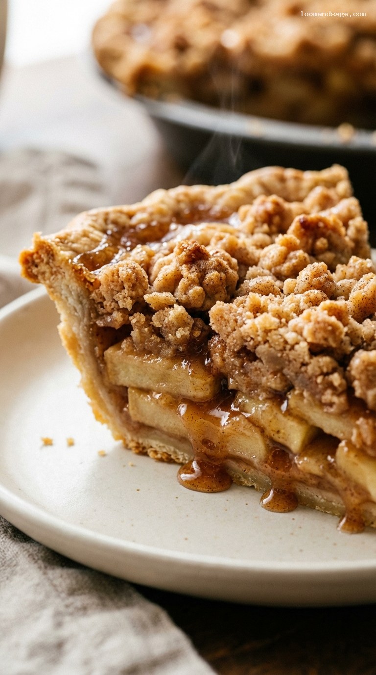 Rustic Dutch Apple Pie With Cinnamon Crumb Topping – Closeup