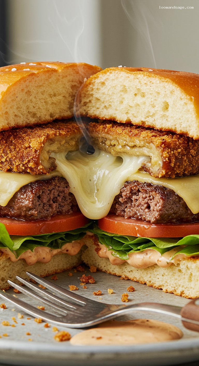 Shake Shack Shack Stack Copycat Burger with ’Shroom and ShackSauce – Closeup