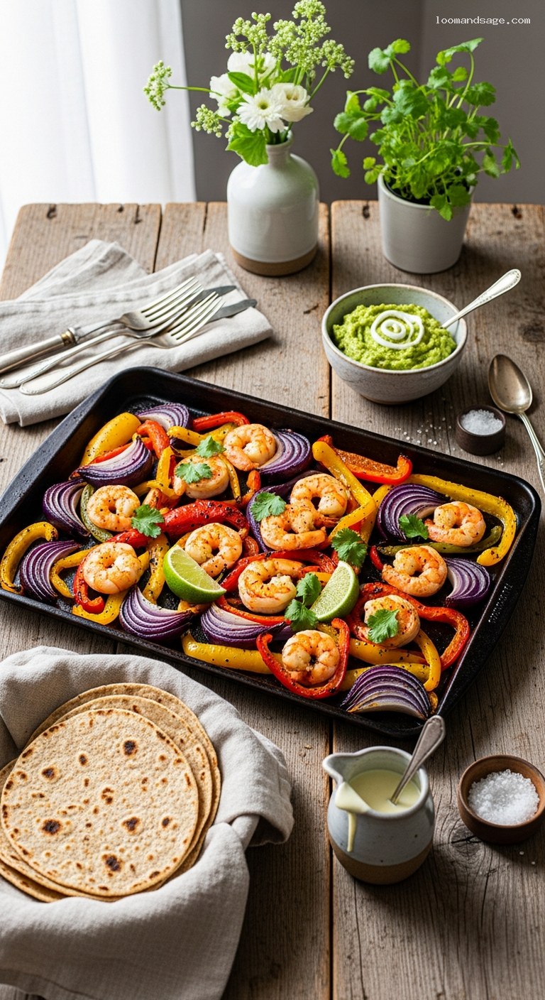 Sheet-Pan Shrimp Fajitas with Smoky Peppers