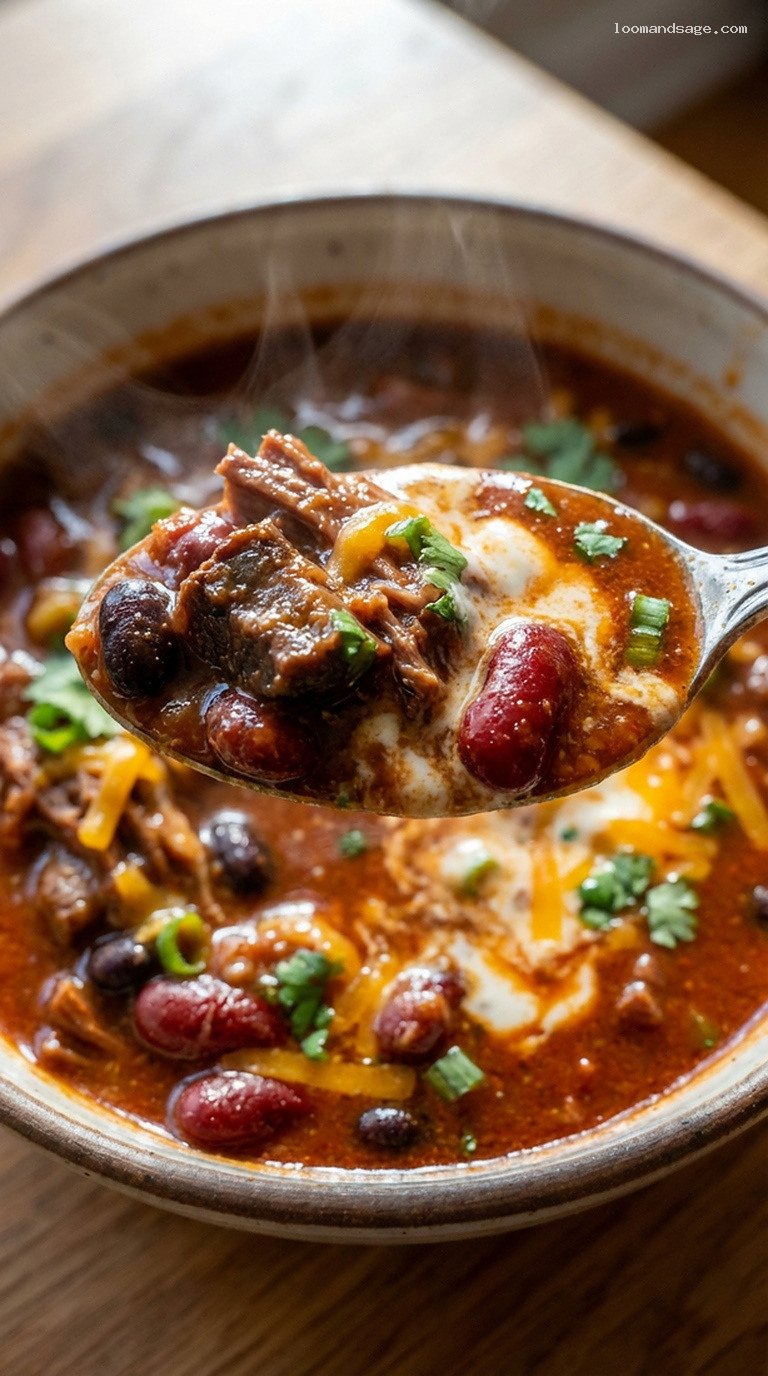 Short Rib and Porcini Chili – Closeup