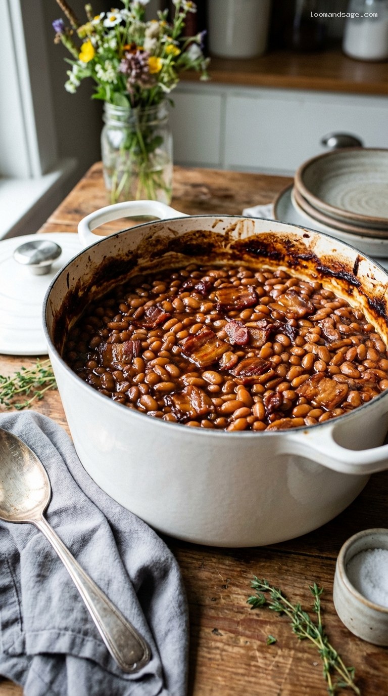 Slow-Baked Amish Beans with Molasses and Smoked Pork