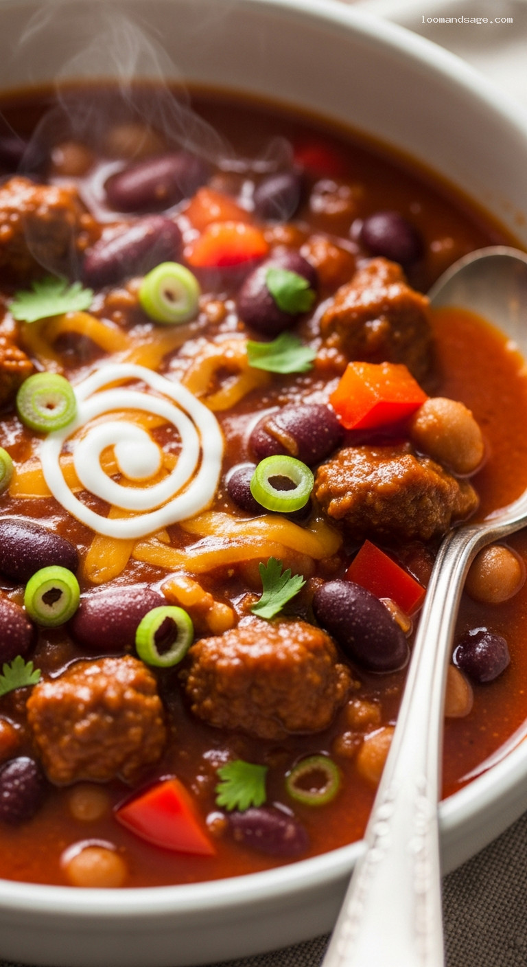 Slow Cooker Dump-and-Simmer Chili for Potlucks – Closeup