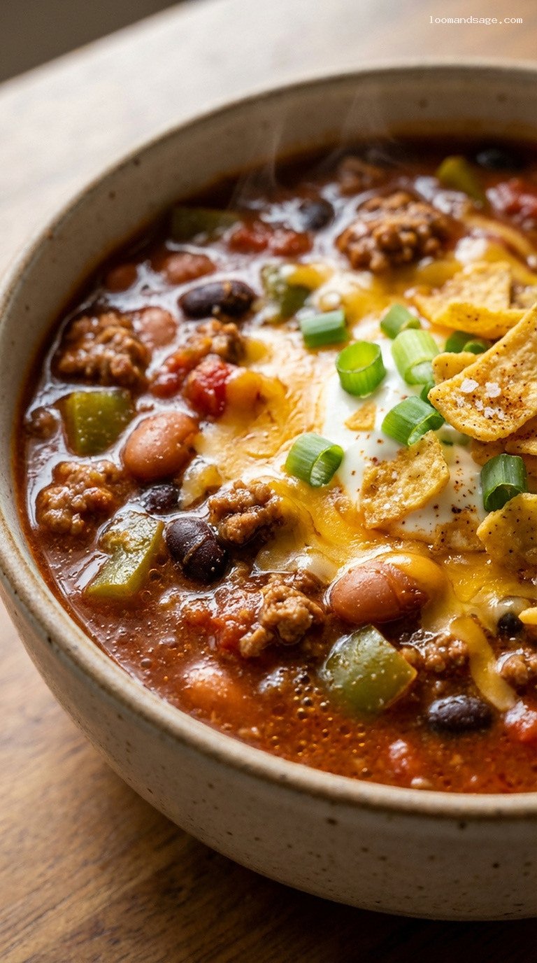 Smoky Barbecue Baked Bean Tailgate Chili – Closeup