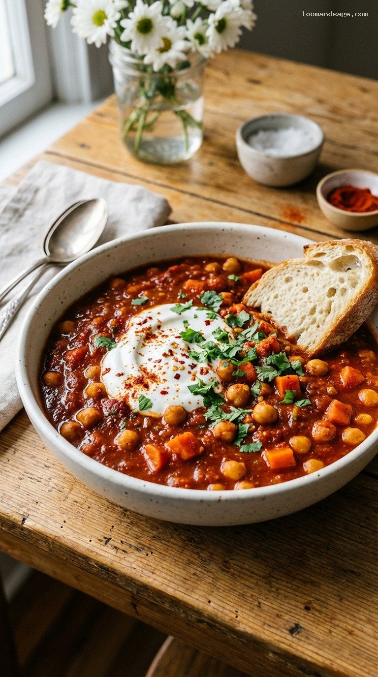 Smoky Paprika Chickpea and Carrot Vegetarian Chili