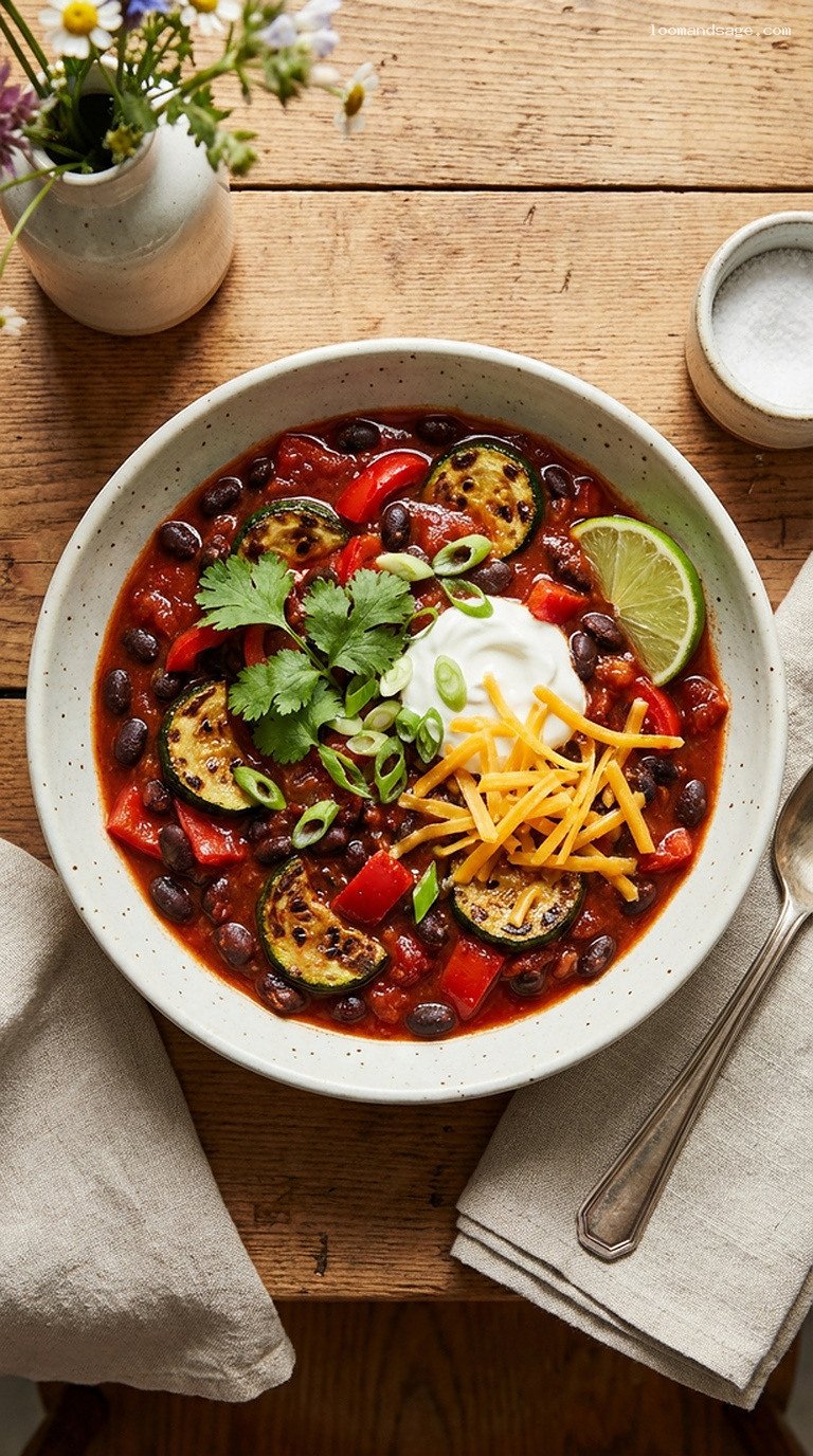 Smoky Zucchini and Black Bean Summer Chili