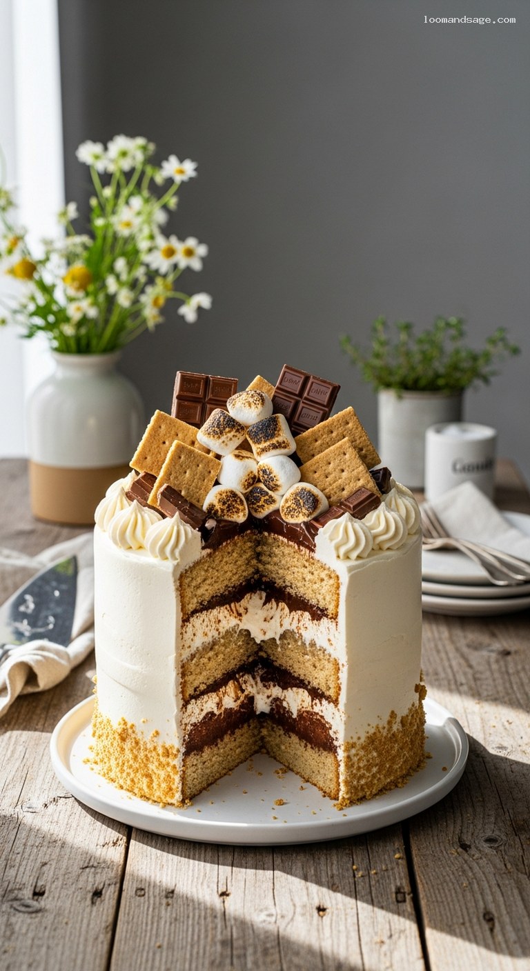 S’mores Layer Cake With Toasted Marshmallow Buttercream