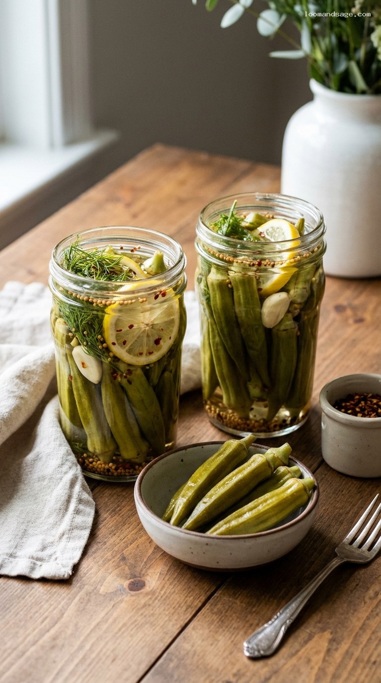 Southern Pickled Okra With Lemon, Garlic, and Dill