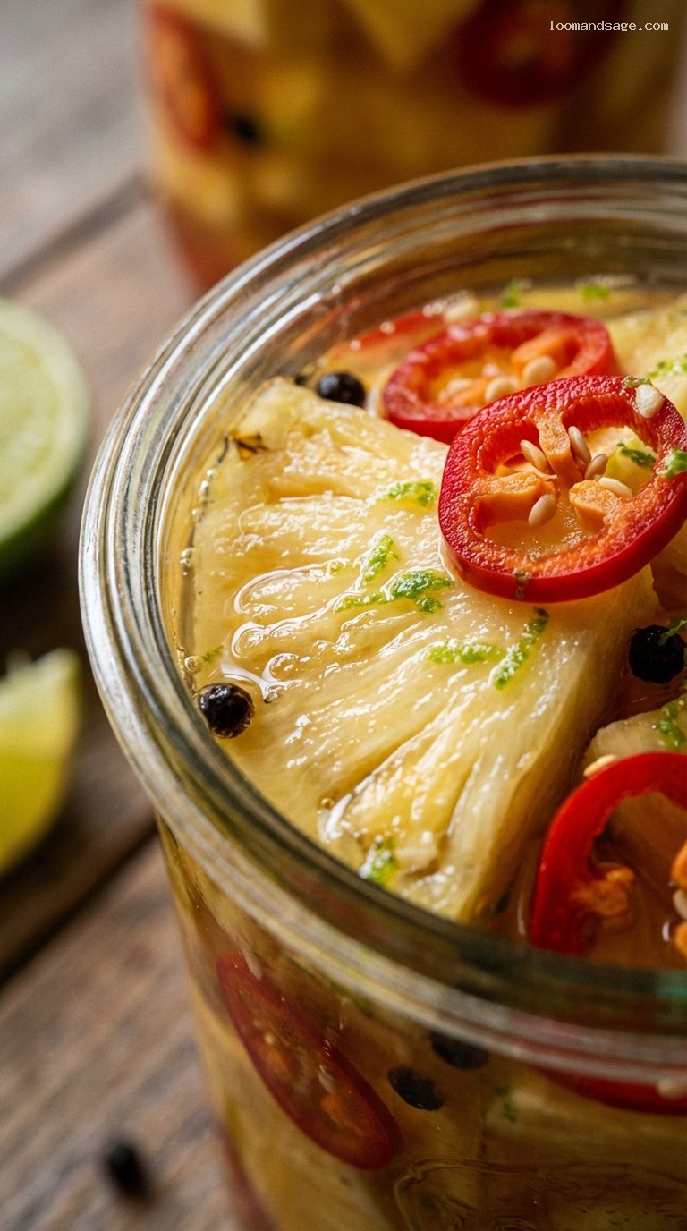 Spicy Chili-Lime Pickled Pineapple Recipe – Closeup