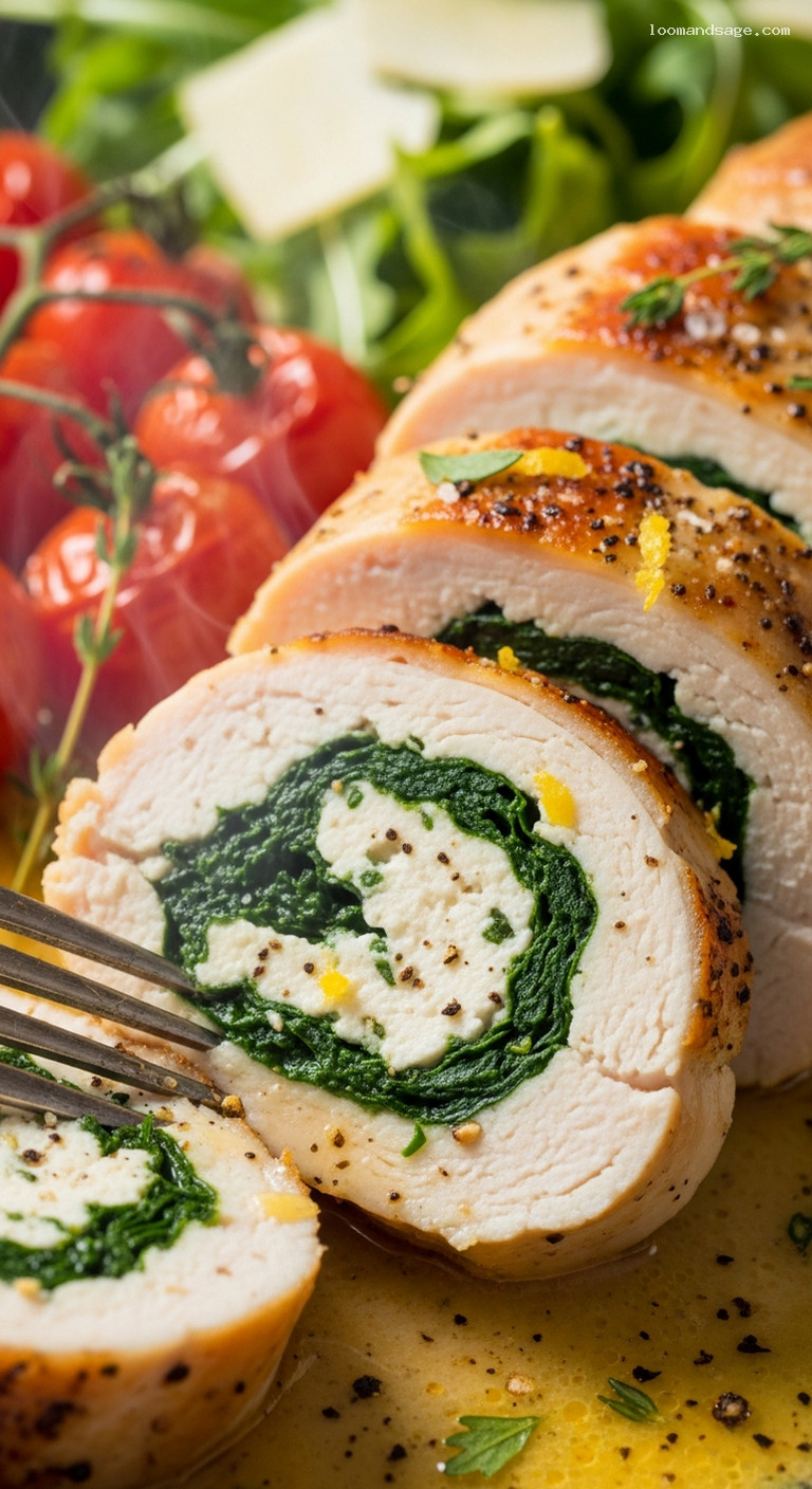 Spinach and Ricotta Stuffed Chicken Breasts – Closeup