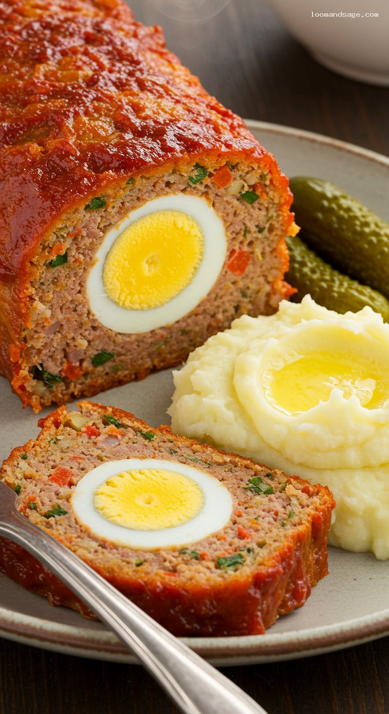 Stefánia Vagdalt (Hungarian Egg-Stuffed Meatloaf) – Closeup