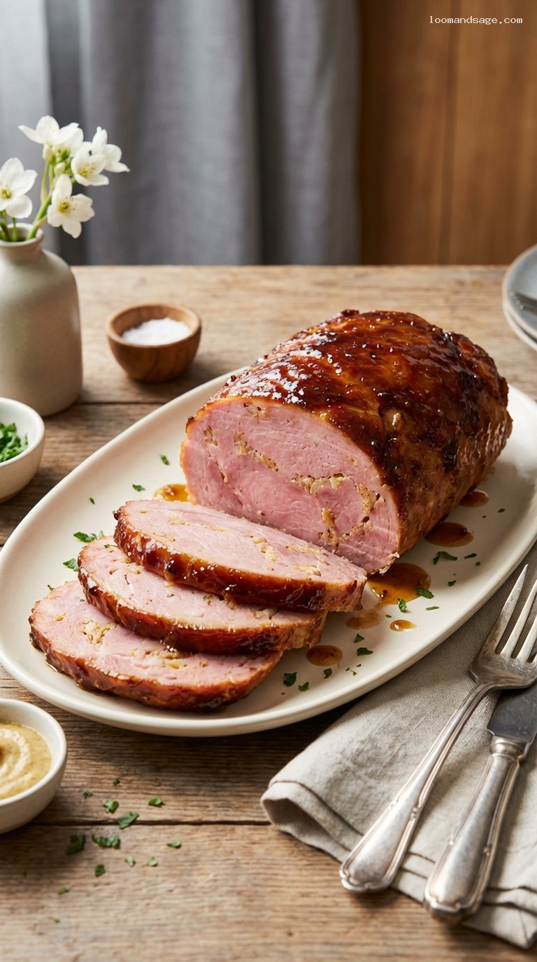 Sticky Brown Sugar Mustard Glazed Ham Loaf