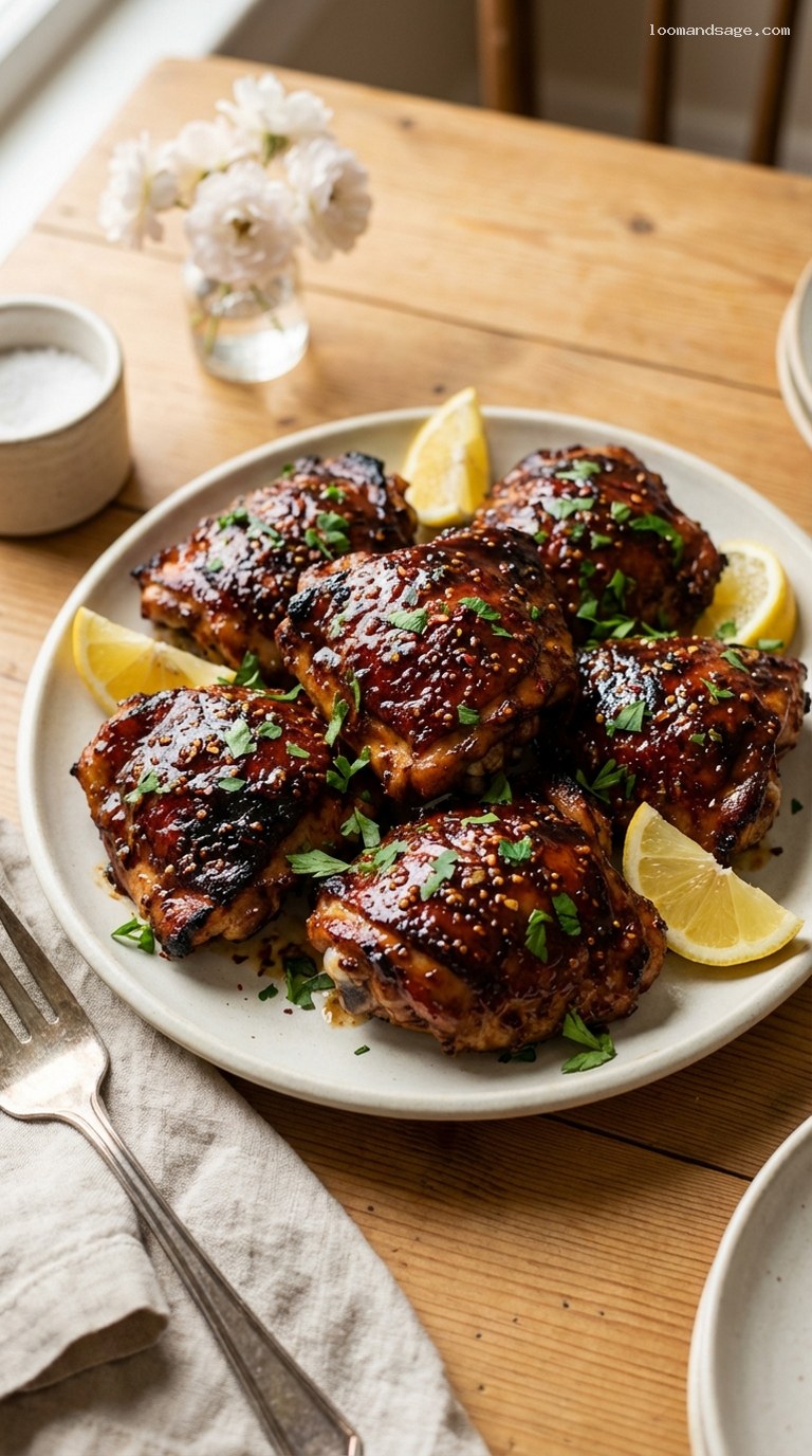 Sticky Molasses Mustard Baked Chicken Thighs