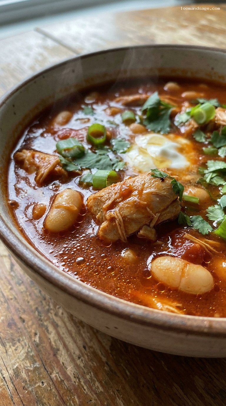 Sweet and Smoky Ancho Honey Chicken Chili – Closeup