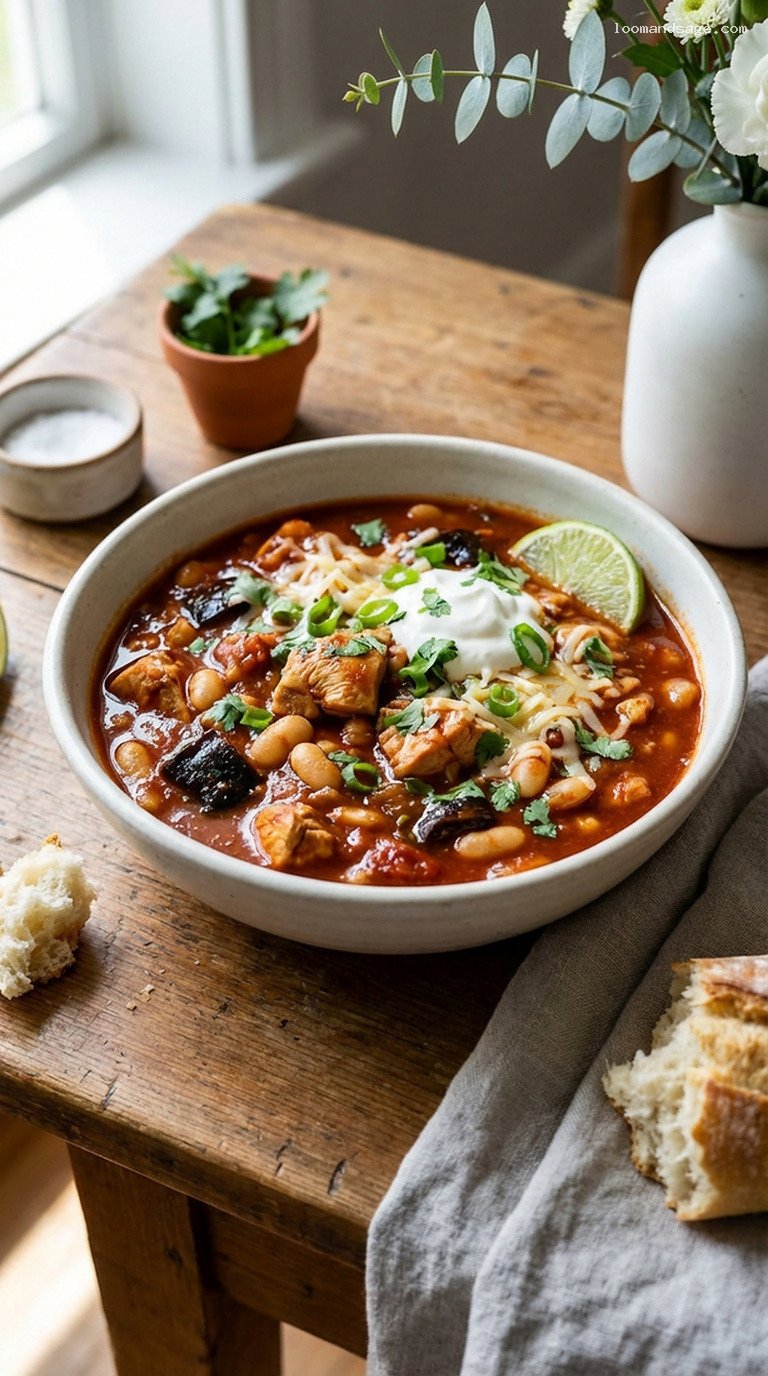Sweet and Smoky Ancho Honey Chicken Chili