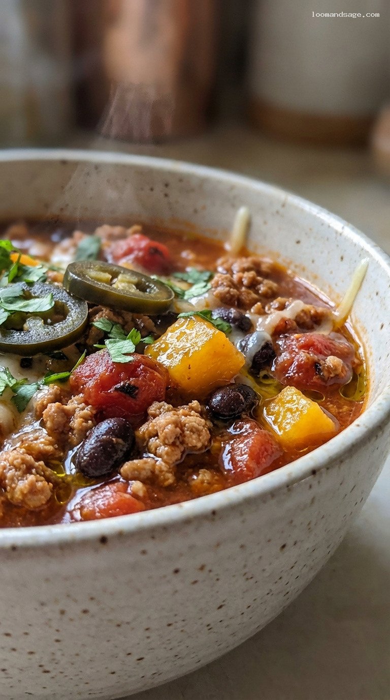 Sweet and Spicy Mango Turkey Chili – Closeup